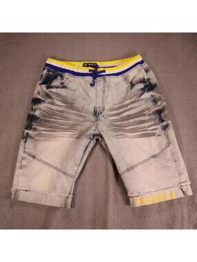 Encrypted Shorts Denim Blue Acid Wash Men's Size 38